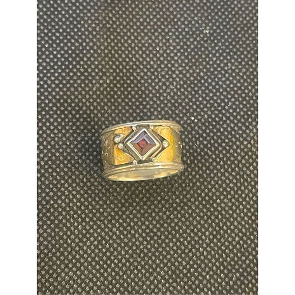 Silver and Gold Ring with Ruby - Picture 2 of 7